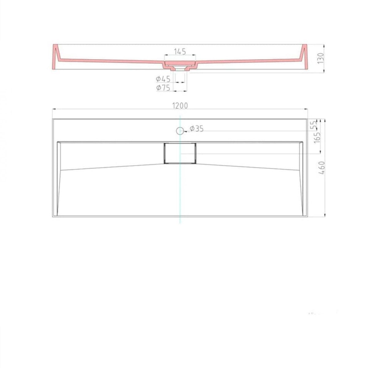 Doppelwaschbecken EGO19, Weiß, glänzend, 120 cm, Marmor-Verbundwerkstoff, Wand- oder Aufsatzmontage, mit einem Armaturenloch