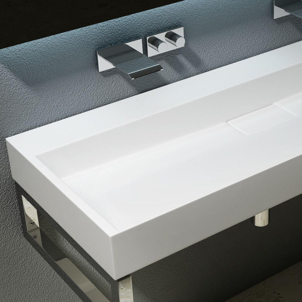 Doppelwaschbecken EGO19, 120x46 cm, Marmorkomposit, Aufsatz- oder Wandmontage