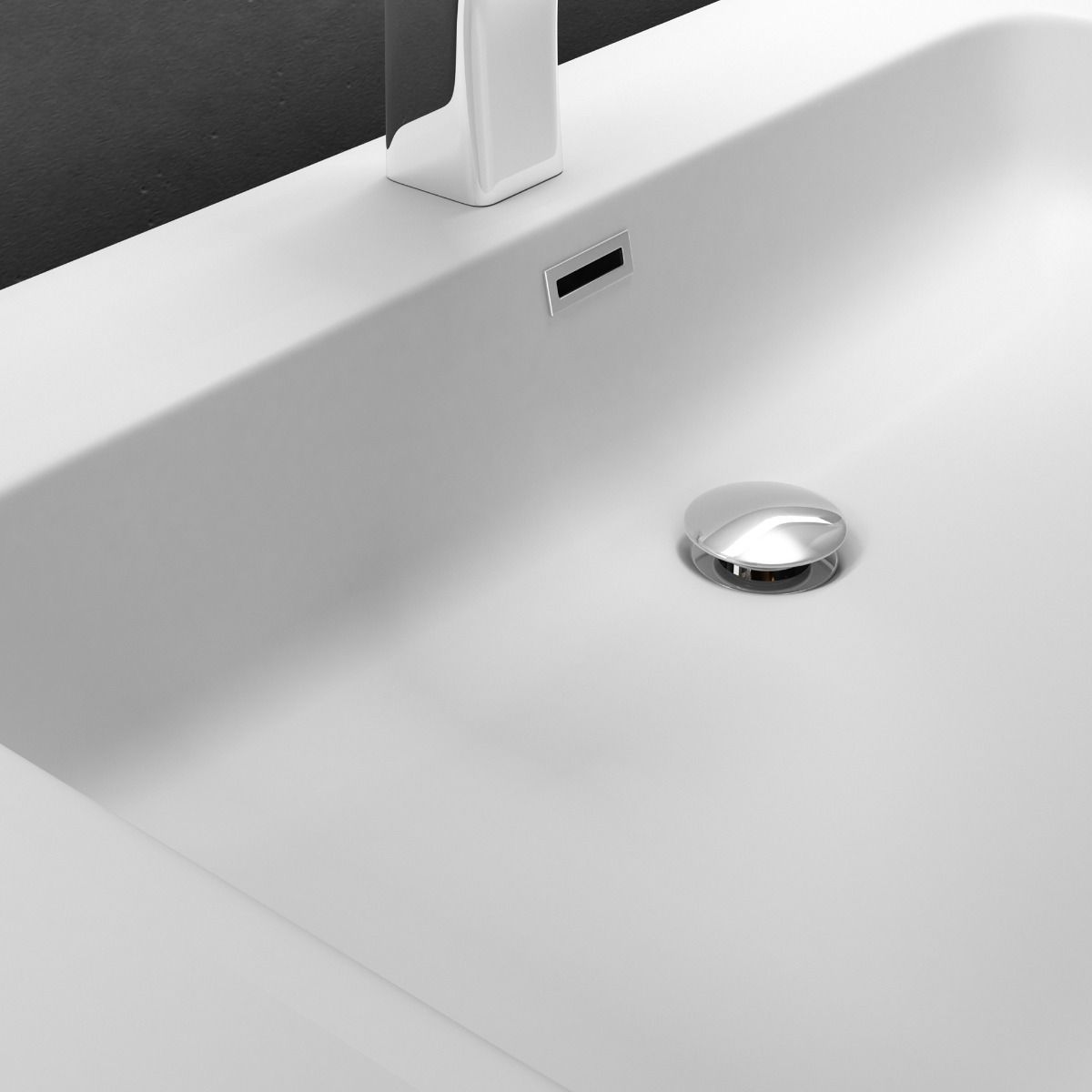 Waschbecken EGO-830, Marmorkomposit, Weiß matt, 140x48 cm