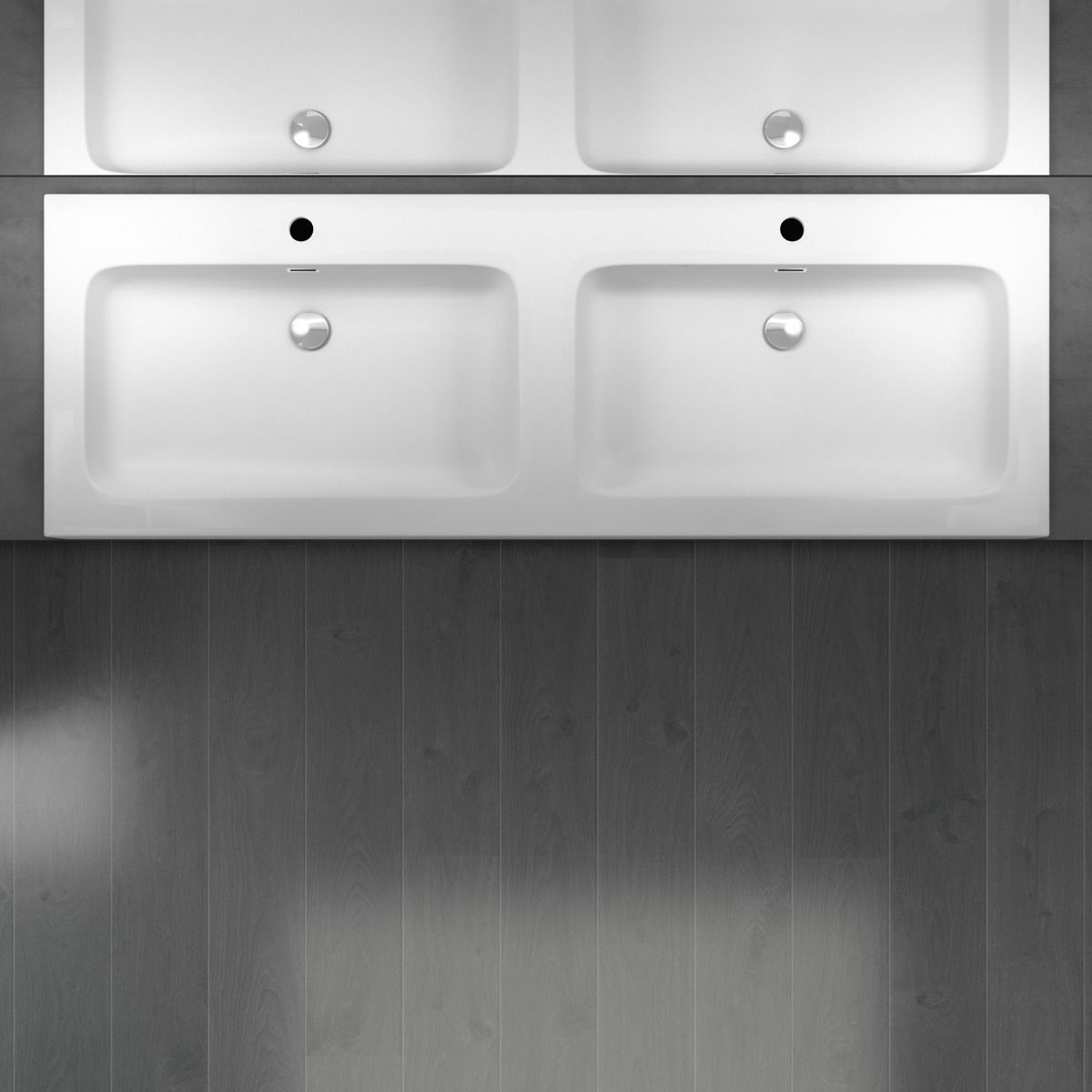 Waschbecken EGO-830, Marmorkomposit, Weiß matt, 140x48 cm