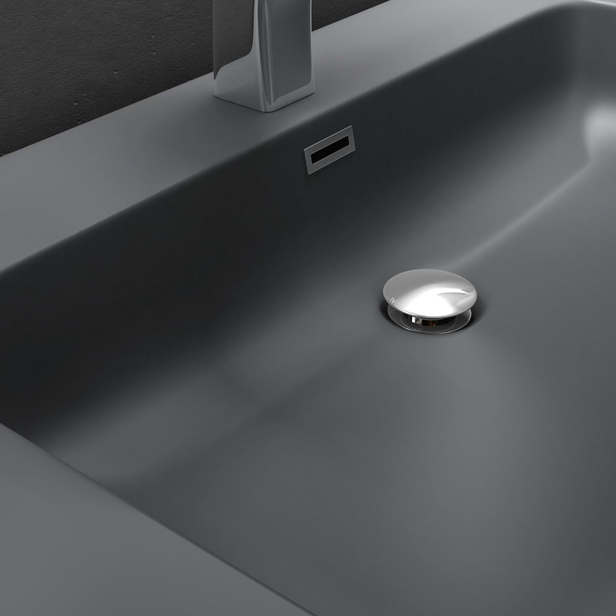 Waschbecken EGO-830, Marmorkomposit, Anthrazit matt, 140x48 cm