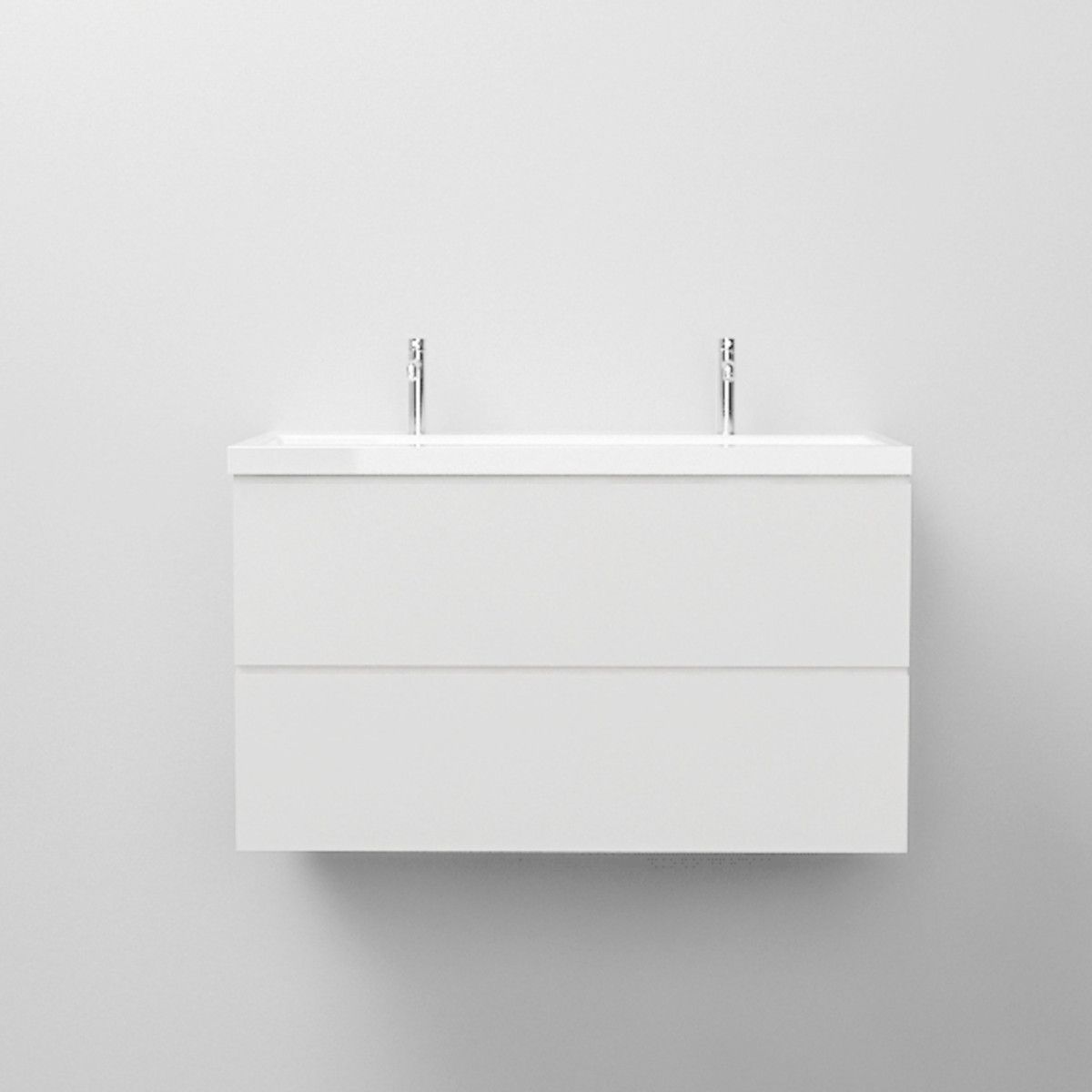Doppelwaschbecken Eva, Mineralkomposit, Halb-Einbaumontage, 100x51 cm