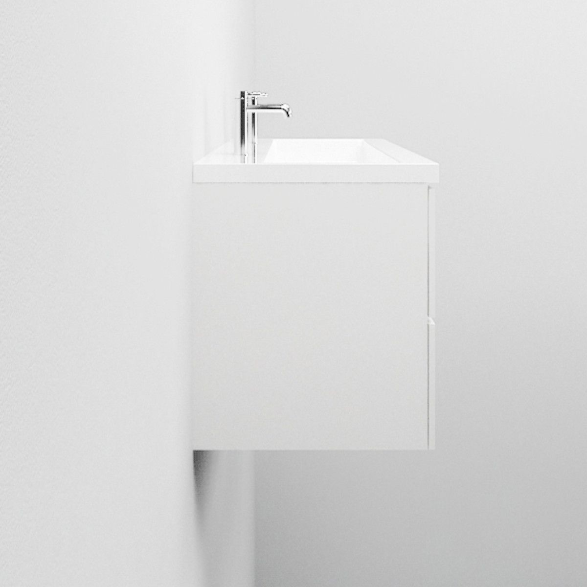 Doppelwaschbecken Eva, Mineralkomposit, Halb-Einbaumontage, 100x51 cm