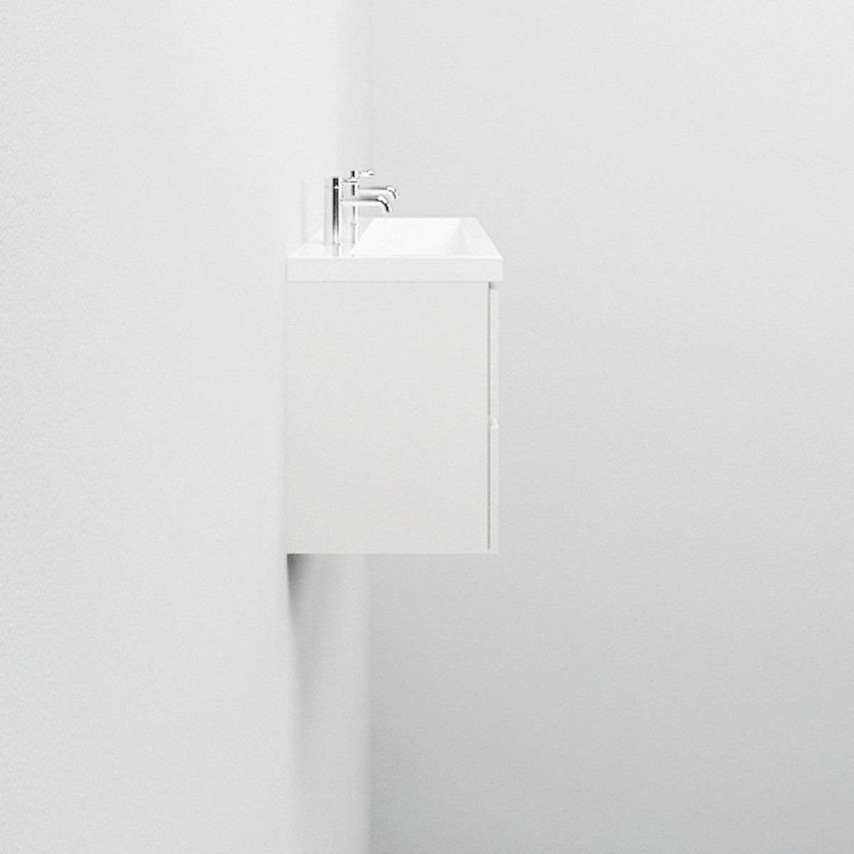 Doppelwaschbecken Fabio, Mineralkomposit, Halb-Einbaumontage, 100x36 cm