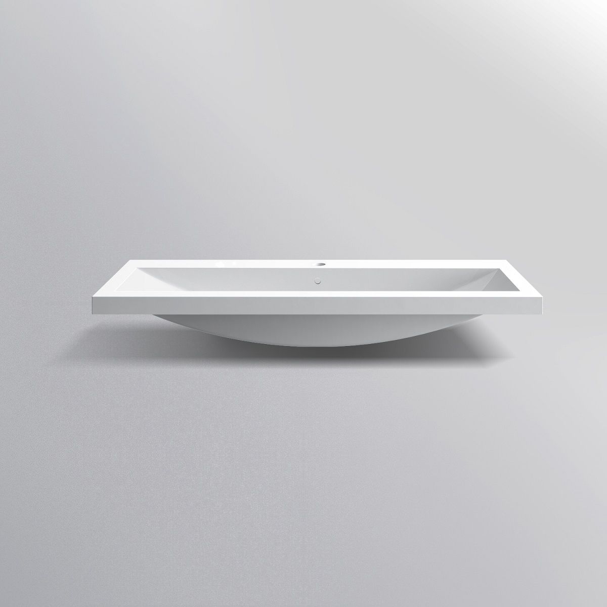 Doppelwaschbecken Fabio, Mineralwerkstoff, Halb-Einbaumontage, mit Hahnloch 100x36 cm