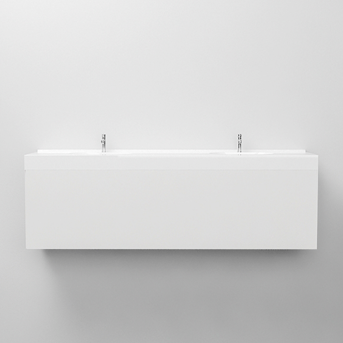 Doppelwaschbecken Olivia, Mineralkomposit, Aufsatz- oder Wandmontage, 200x51 cm