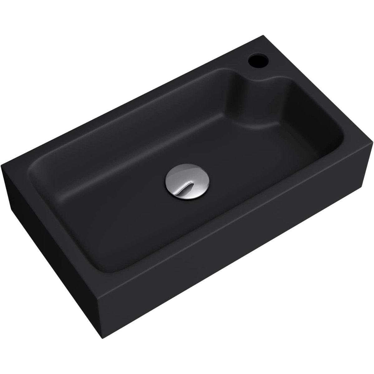 Waschbecken EGO 101, Anthrazit matt, 46x26 cm, Aufsatzmontage, Mineralguss, mit Hahnloch