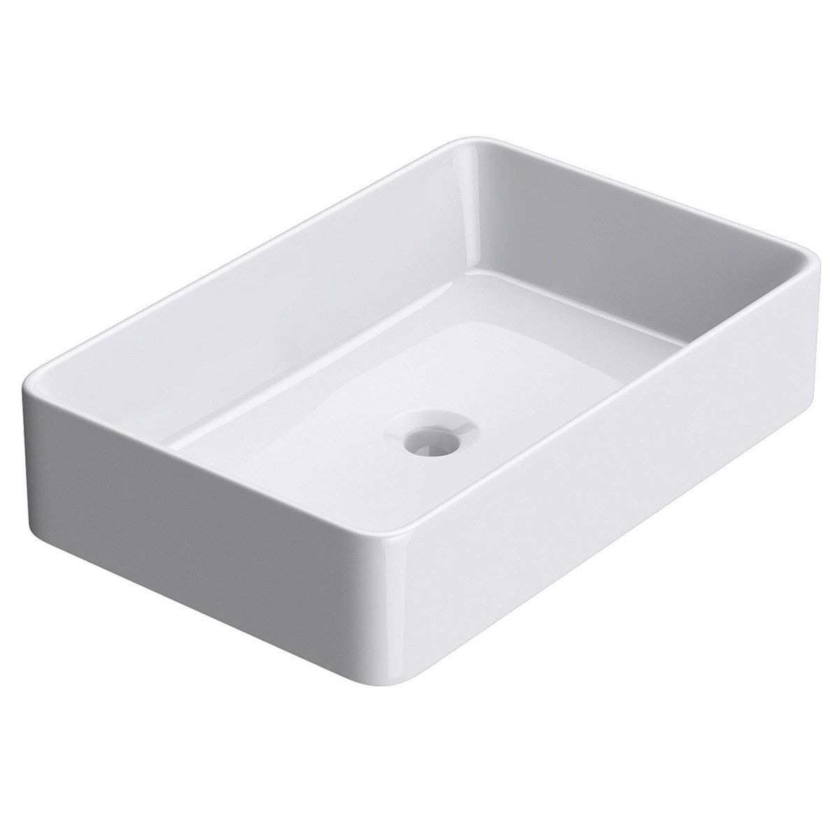 Waschbecken EGO 105, Weiß, glänzend, 58x38 cm, Aufsatzmontage, Sanitärkeramik