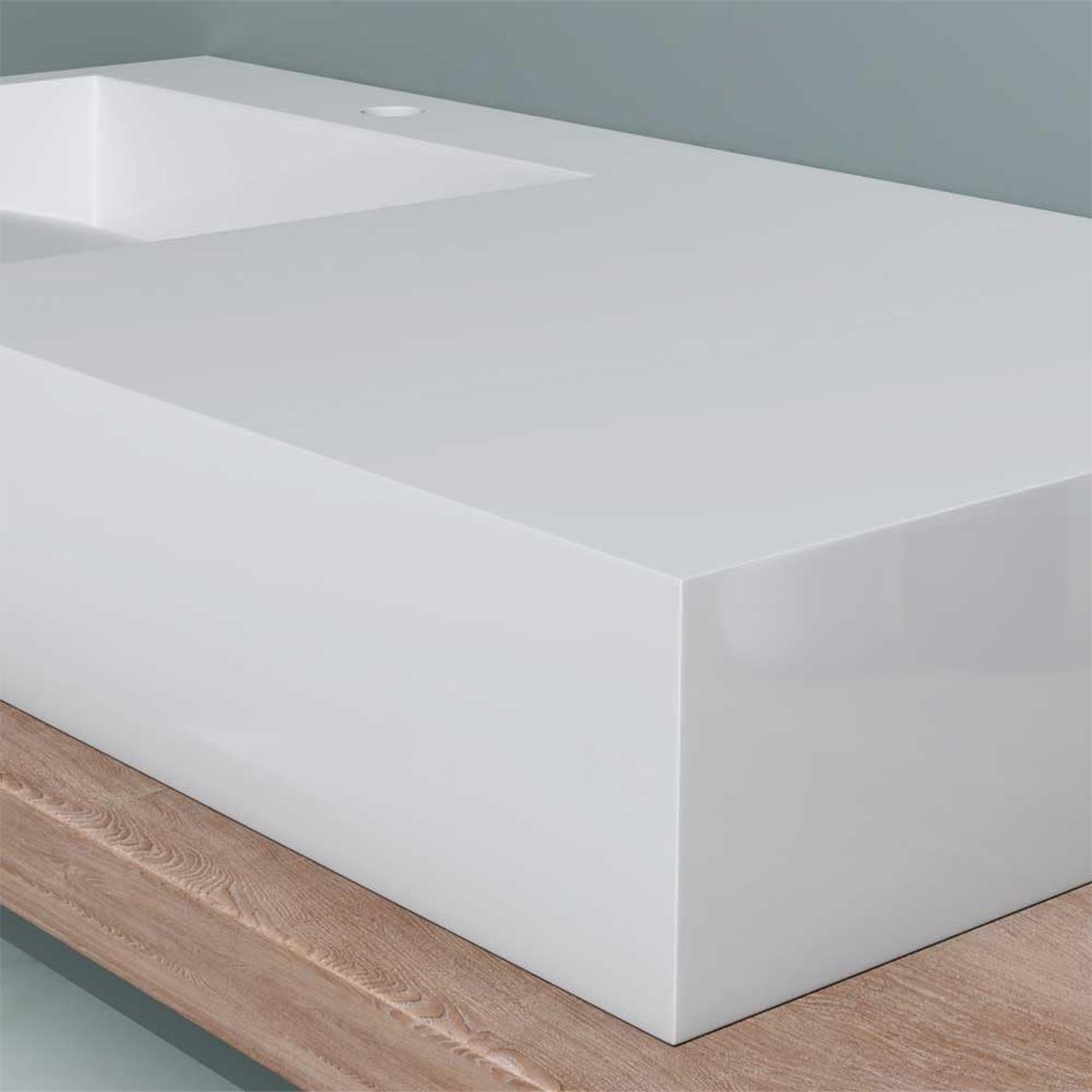 Waschbecken EGO 11, Weiß, Hochglanz, 100x50 cm, Marmorkomposit, Aufsatz-/Wandmontage, versteckter Abfluss, mit Hahnloch