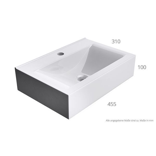 Waschbecken EGO-118, Sanitärkeramik, Wand- oder Hängemontage, 45 oder 60 x 31 cm