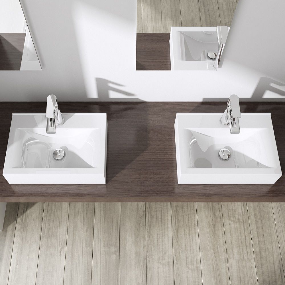 Waschbecken EGO-118, Sanitärkeramik, Wand- oder Hängemontage, 45 oder 60 x 31 cm
