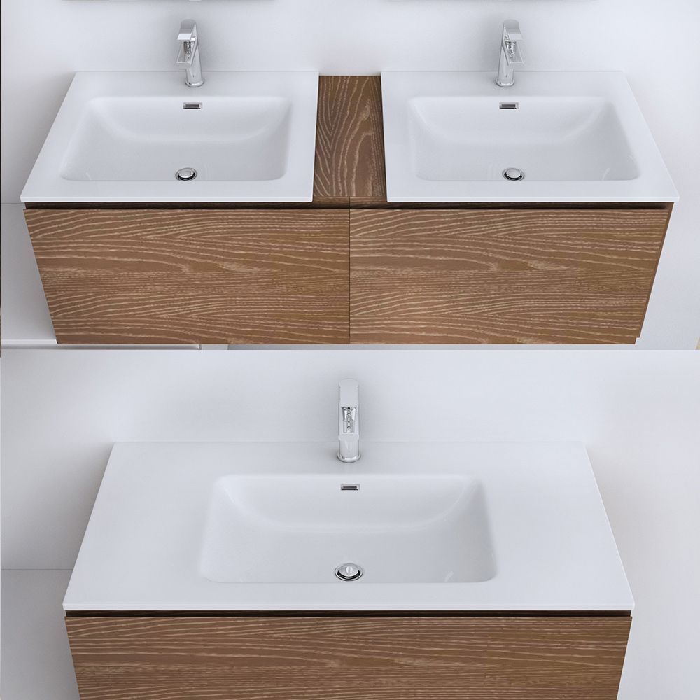 Waschbecken EGO-15A, Einbaumontage, Größen 60, 90, 100 oder 120 cm, Marmorkomposit