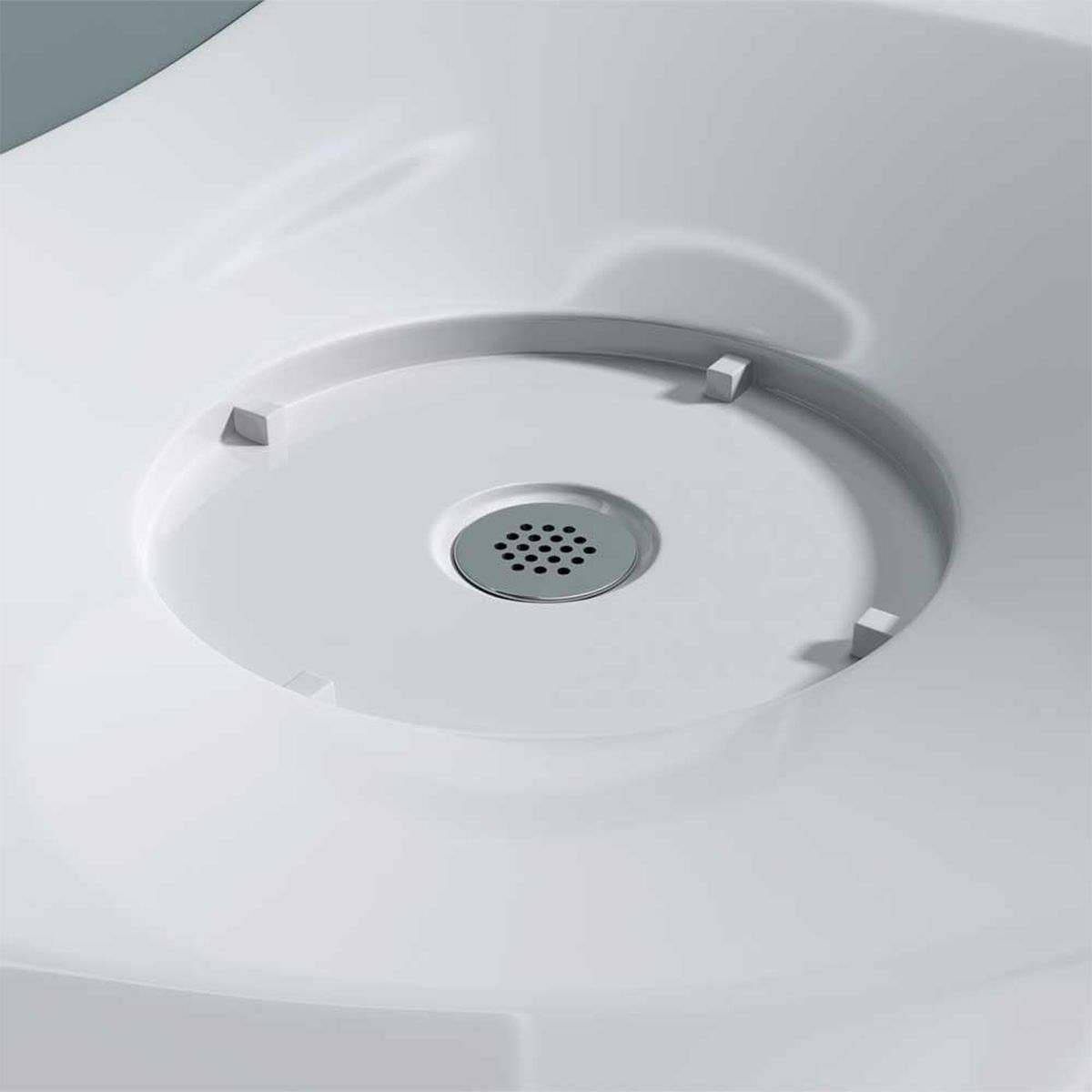 Waschbecken EGO 15L, Weiß, glänzend, verstecker Abfluss, Aufsatz- oder Wandmontage, Marmorkomposit, Hahnloch links