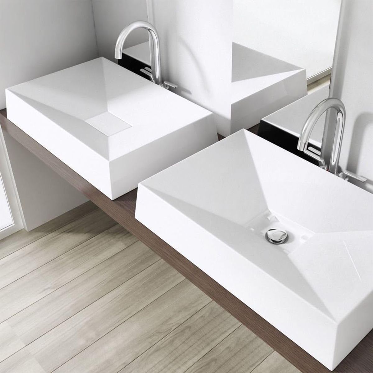 Waschbecken EGO 16, Marmorverbund, Aufsatzmontage, verdeckter Ablauf, 70x46 cm