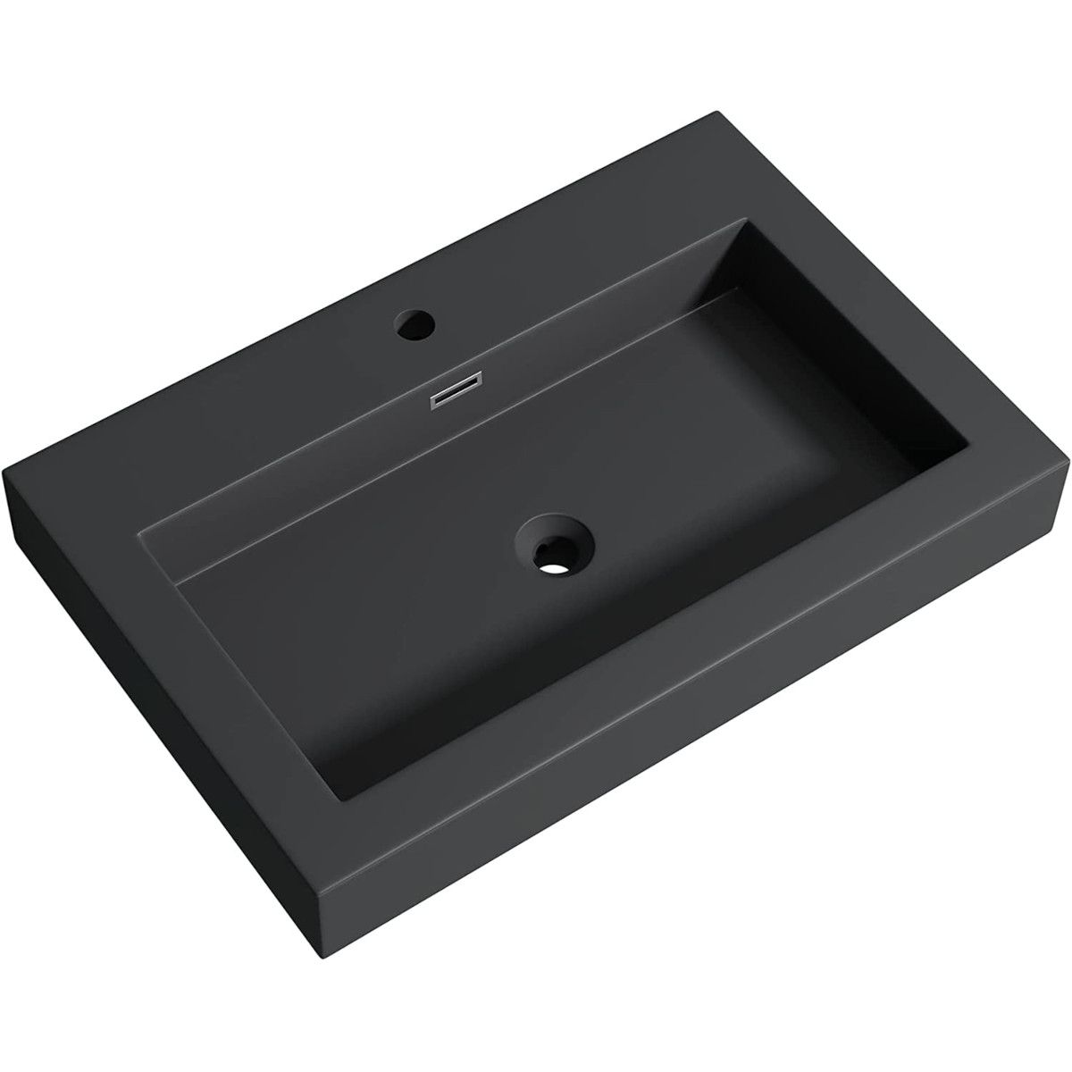 Waschbecken EGO 18, Anthrazit matt, Wand- oder Einbaumontage, Größe 100 cm, Marmorkomposit
