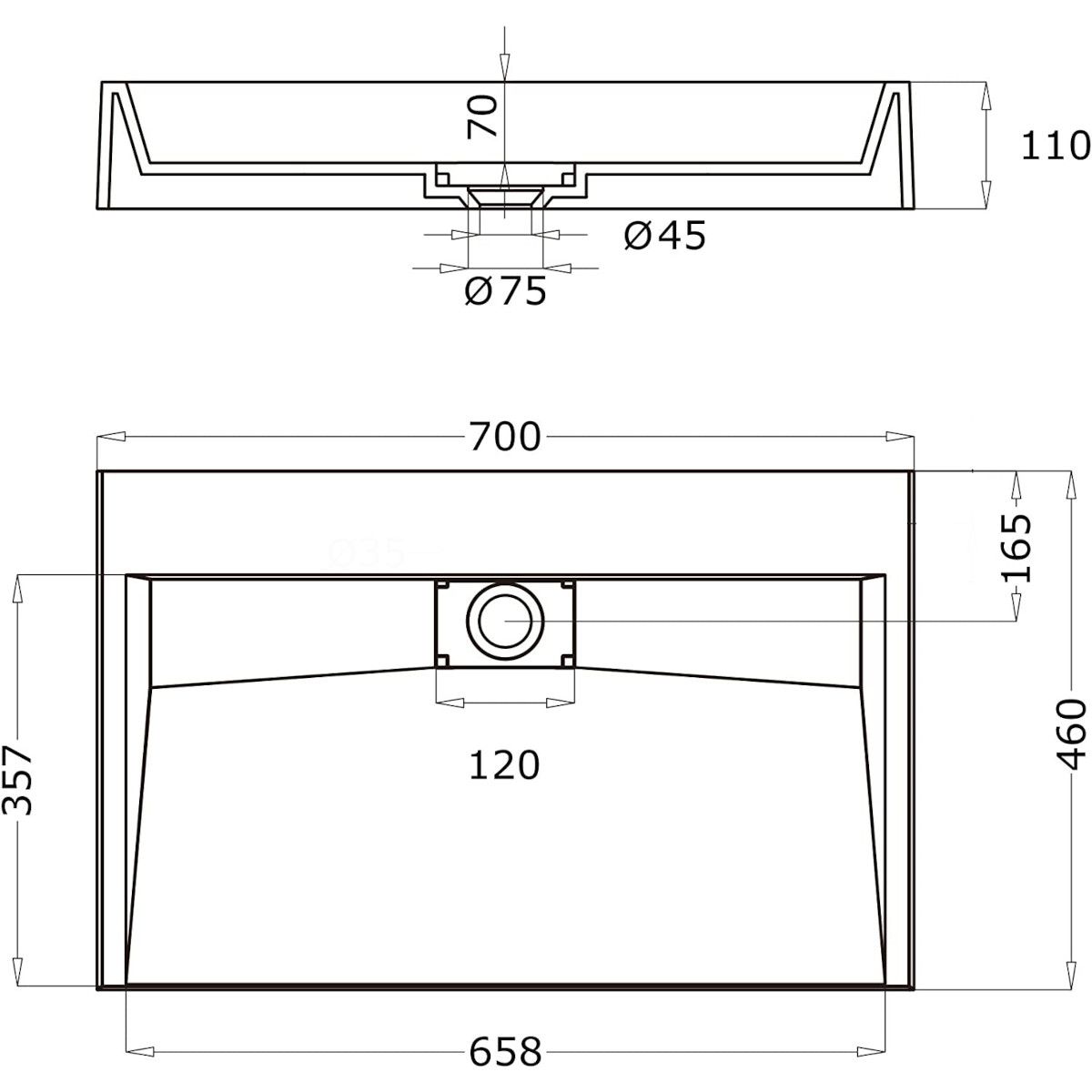 Waschbecken EGO 19, glänzend Weiß, 50-100 cm, Marmorkomposit, Wand- oder Aufsatzmontage, ohne Hahnloch