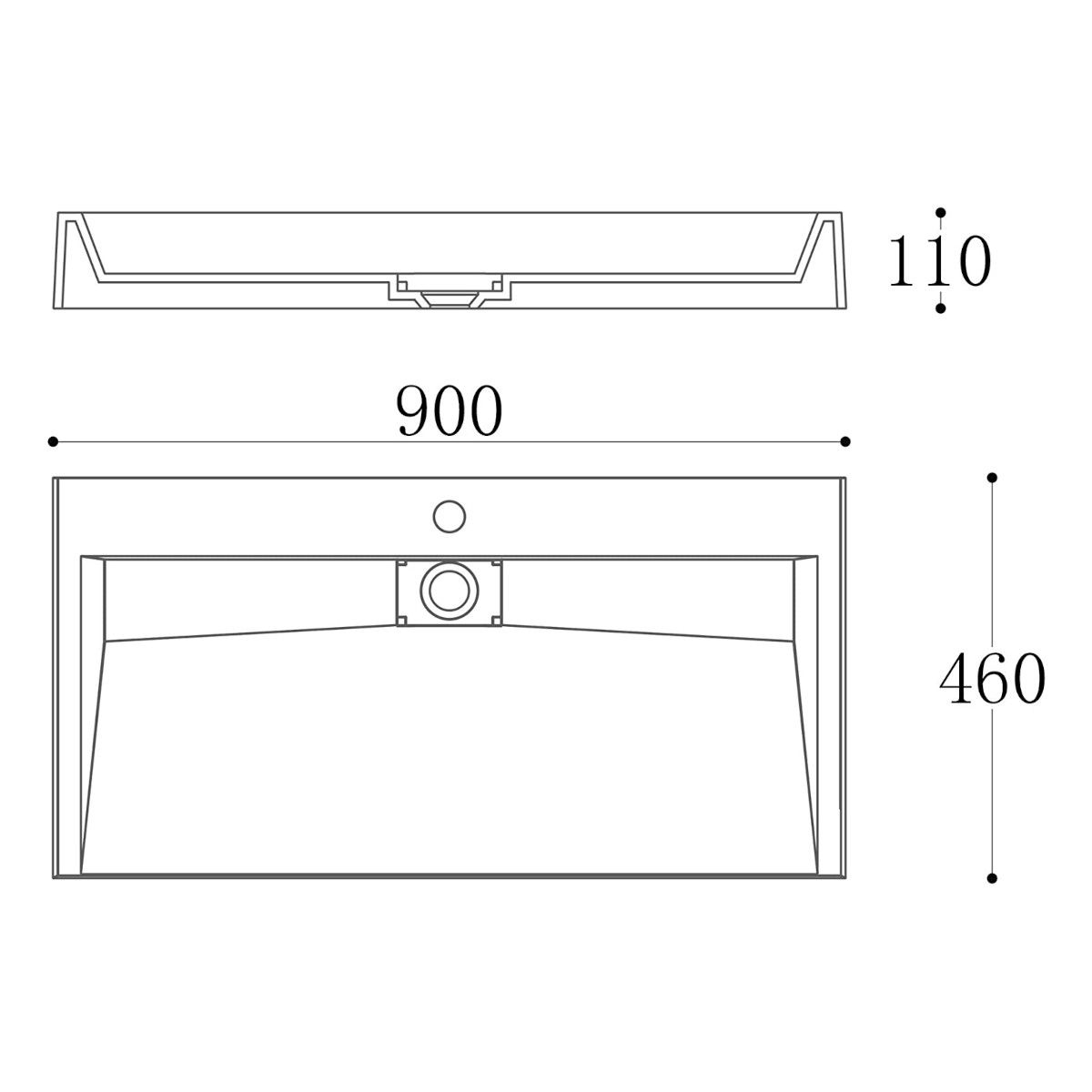 Waschbecken EGO 19, Anthrazit Matt, 50-80 cm, Marmorkomposit, Aufsatz-/Wandmontage, mit Hahnloch