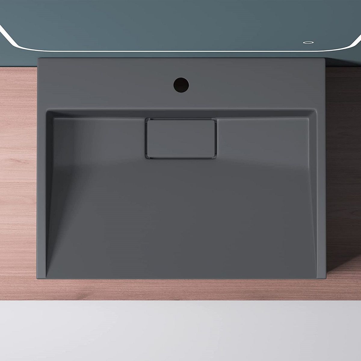 Waschbecken EGO 19, Anthrazit Matt, 50-80 cm, Marmorkomposit, Aufsatz-/Wandmontage, mit Hahnloch