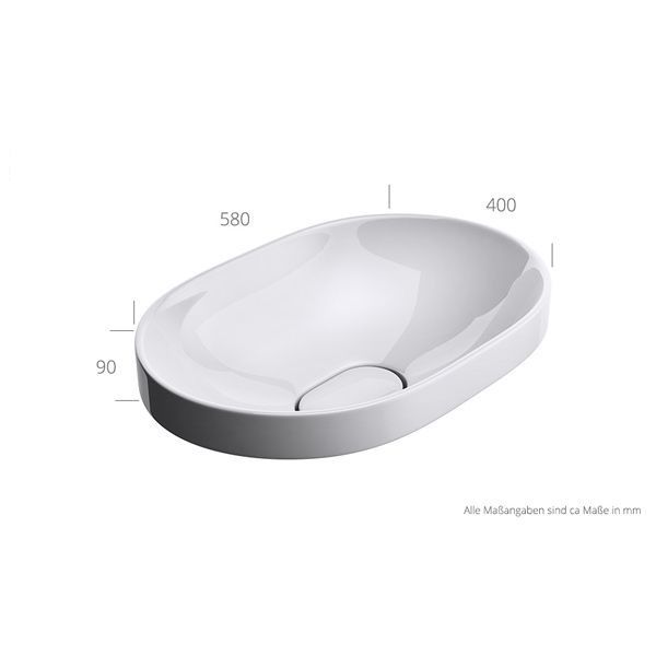 Waschbecken EGO 50006A, Weiß, glänzend, 58x48 cm, Halbeinbau, Sanitärkeramik, ohne Hahnloch