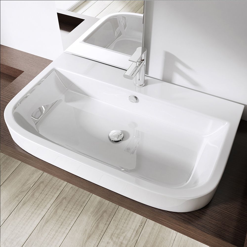 Waschbecken EGO-5021, Sanitärkeramik, Aufsatz- oder Wandmontage, 80x48 cm