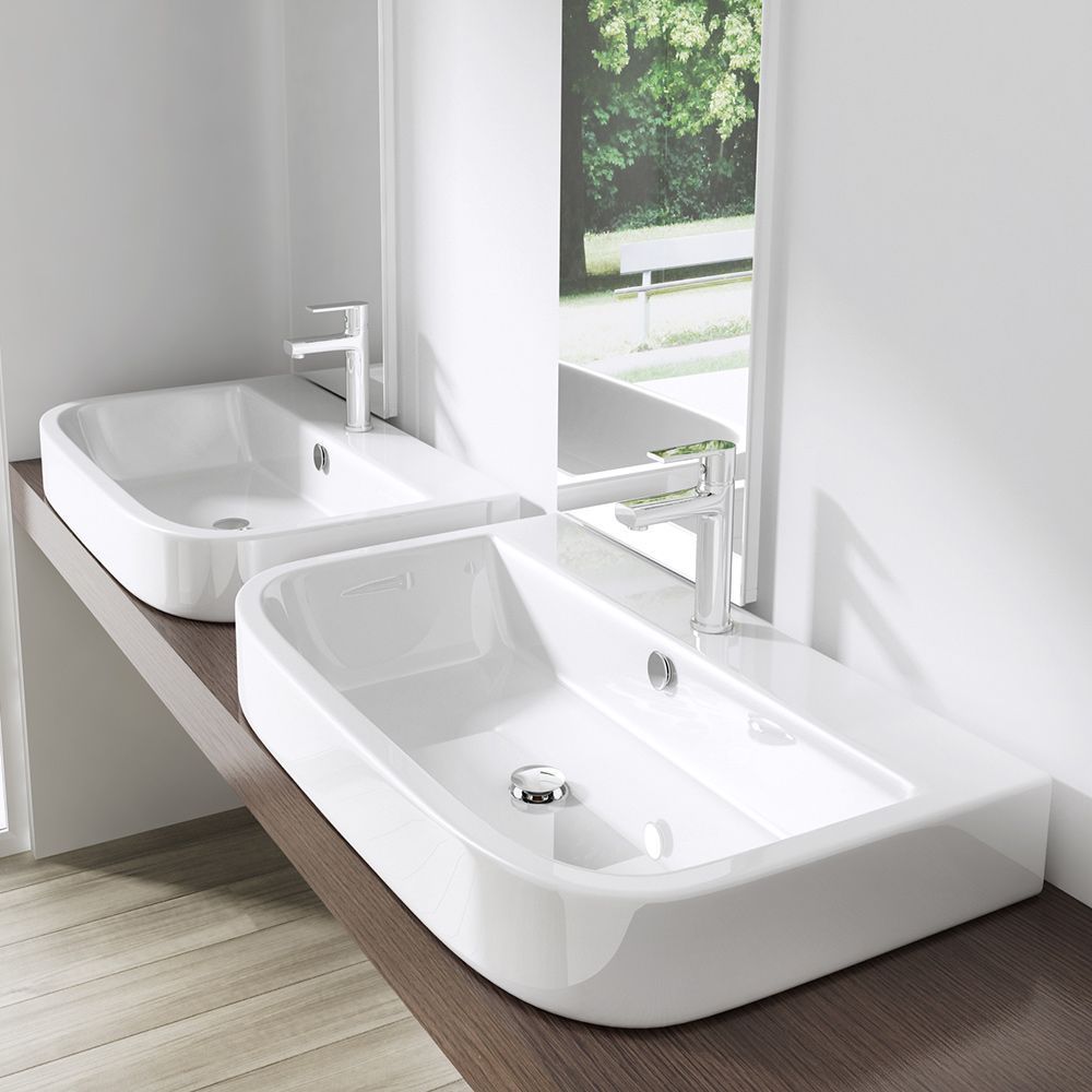 Waschbecken EGO-5021, Sanitärkeramik, Aufsatz- oder Wandmontage, 80x48 cm