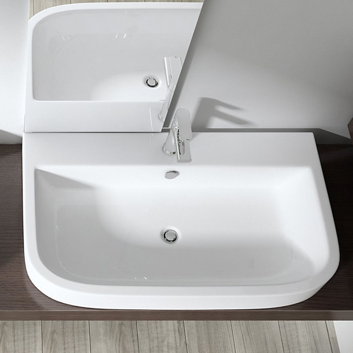 Waschbecken EGO 5021, Weiß, glänzend, 80x48 cm, Aufsatz- oder Wandmontage, Sanitärkeramik