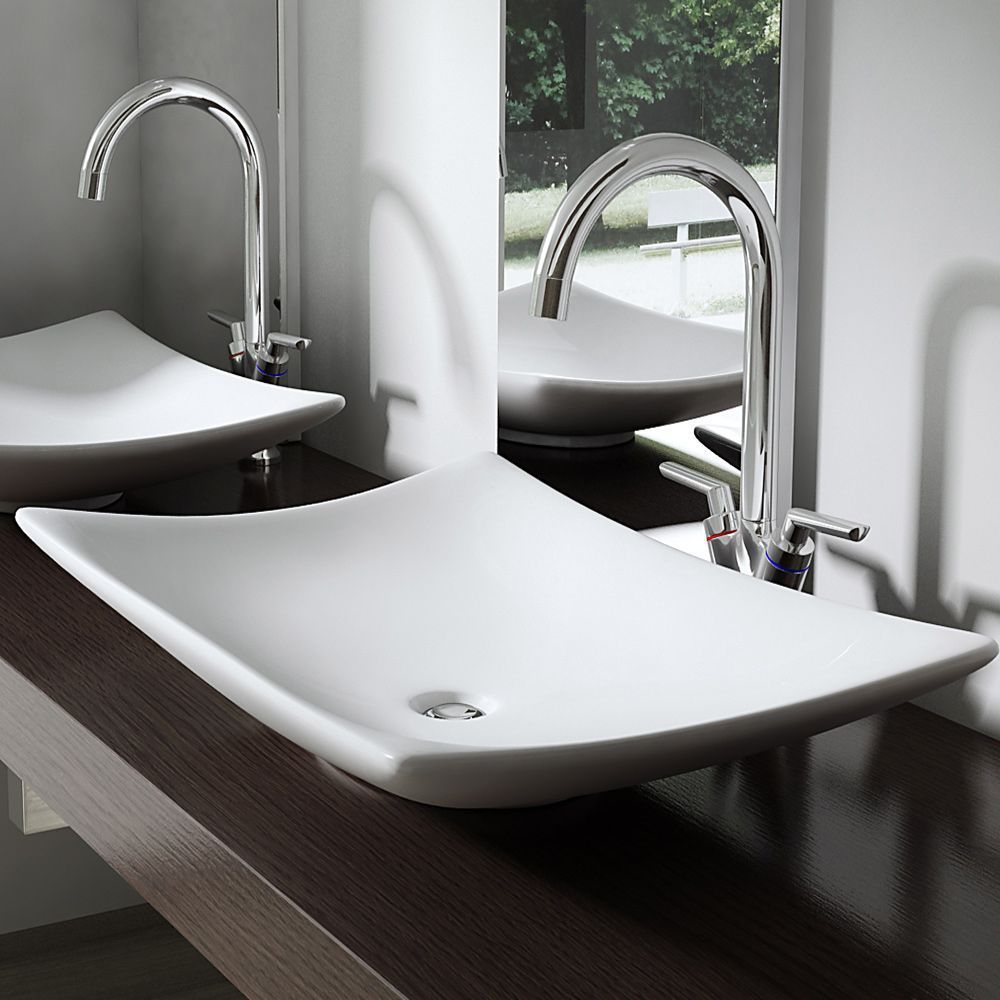 Waschbecken EGO 5096, Weiß, glänzend, 60x40 cm, Aufsatzmontage, Sanitärkeramik