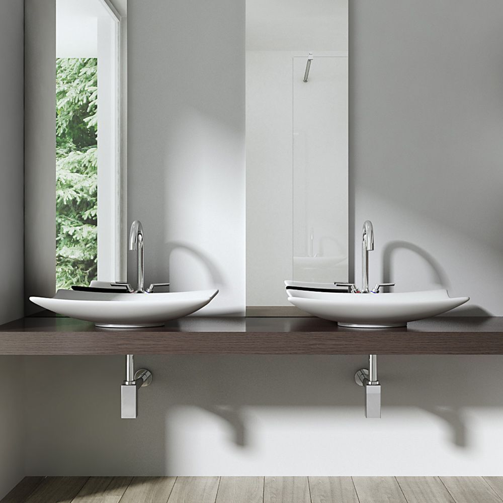 Waschbecken EGO 5096, Weiß, glänzend, 60x40 cm, Aufsatzmontage, Sanitärkeramik