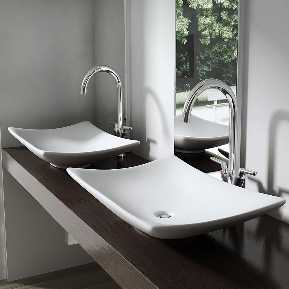 Waschbecken EGO 5096, Weiß, glänzend, 60x40 cm, Aufsatzmontage, Sanitärkeramik