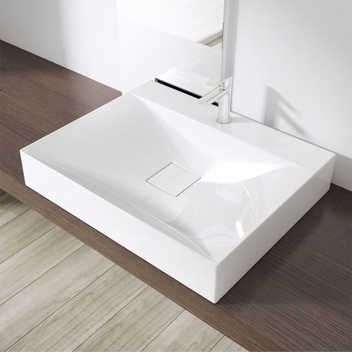 Waschbecken EGO 810, glänzend Weiß, , 60, 80 oder 100 x 48 cm, Aufsatz- oder Wandmontage, Marmorkomposit