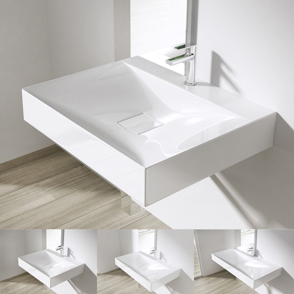 Waschbecken EGO-810, Marmorkomposit, Aufsatz- oder Wandmontage, 60, 80 oder 100 x 48 cm