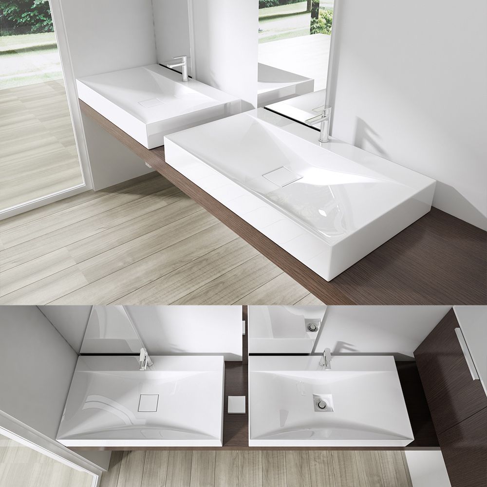 Waschbecken EGO-810, Marmorkomposit, Aufsatz- oder Wandmontage, 60, 80 oder 100 x 48 cm