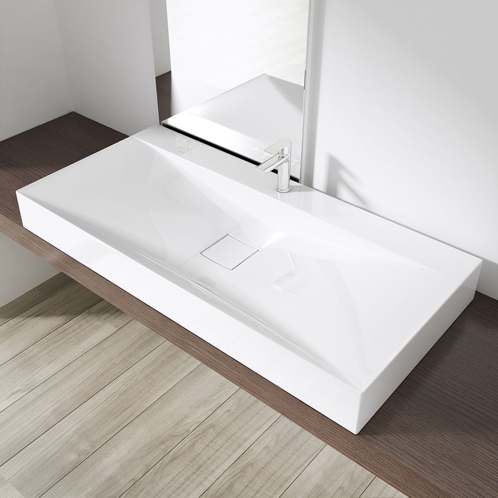 Waschbecken EGO-810, Marmorkomposit, Aufsatz- oder Wandmontage, 60, 80 oder 100 x 48 cm