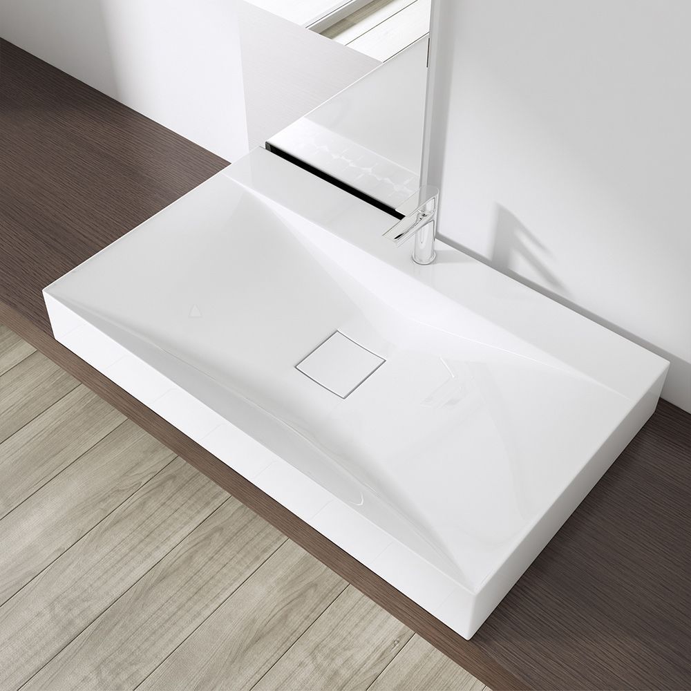 Waschbecken EGO-810, Marmorkomposit, Aufsatz- oder Wandmontage, 60, 80 oder 100 x 48 cm