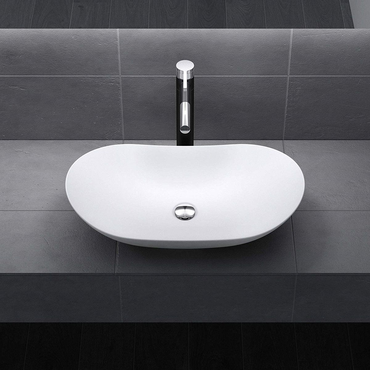 Waschbecken EGO 858, Weiß, matt, 63x36,5 cm, Aufsatzmontage, Sanitärkeramik