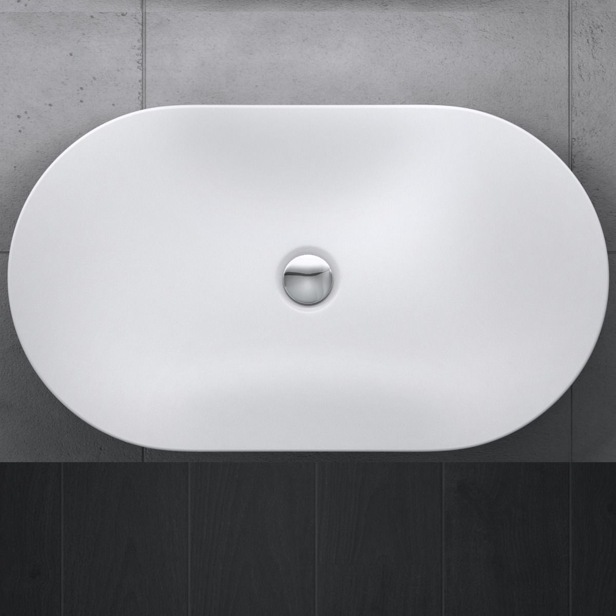 Waschbecken EGO 858, Weiß, matt, 63x36,5 cm, Aufsatzmontage, Sanitärkeramik