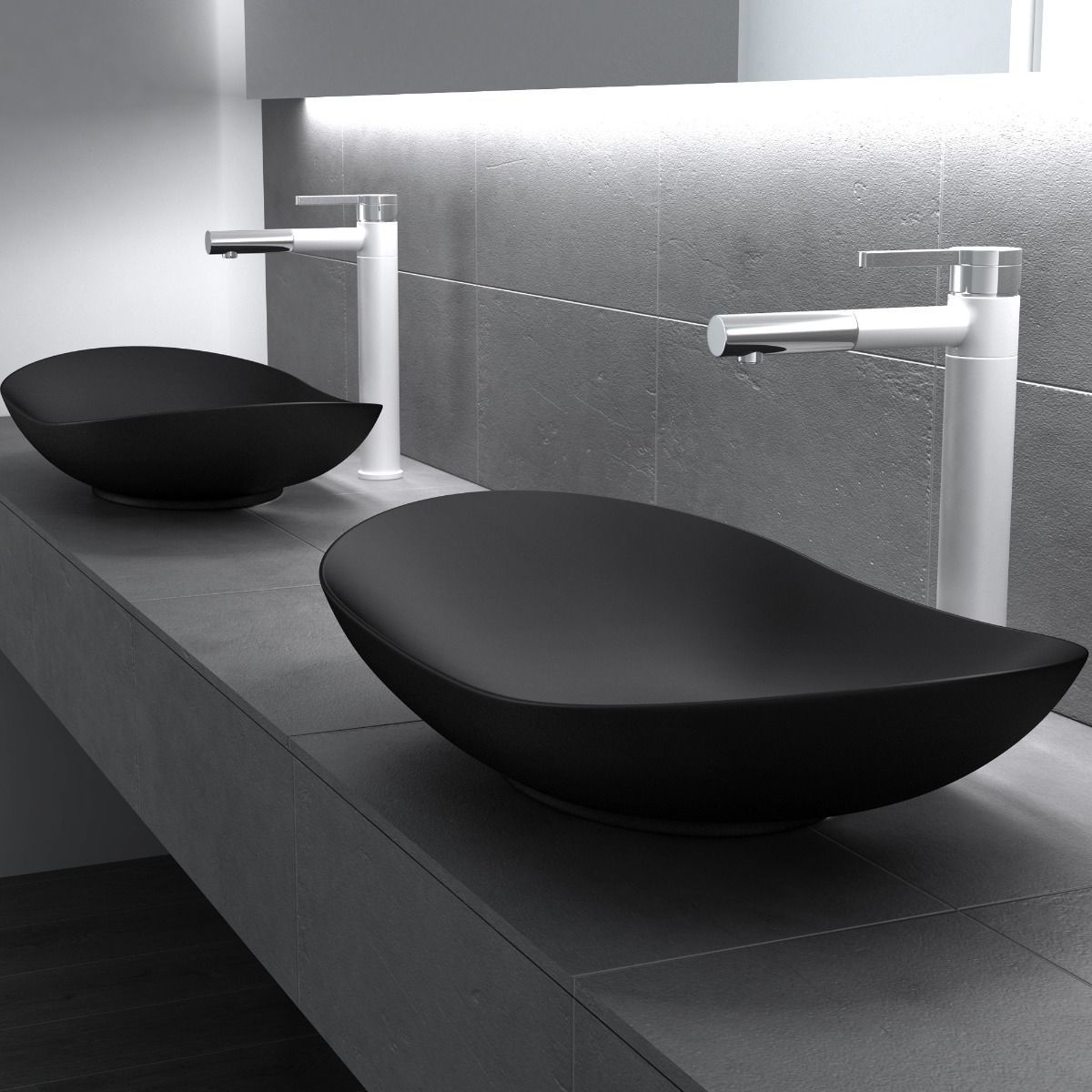Waschbecken EGO 858, Mattschwarz, 63x36.5 cm, Aufsatzmontage, Sanitärkeramik