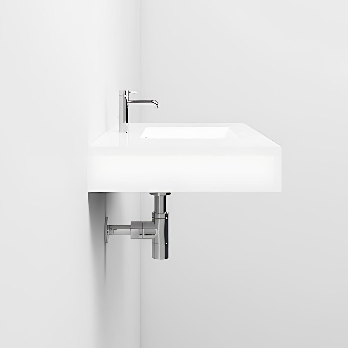 Waschbecken Elsa, Mineralwerkstoff, Aufsatz- oder Wandmontage, Mattweiß, Schieferoptik, mit Hahnloch, 80-100x49,2-53,3 cm