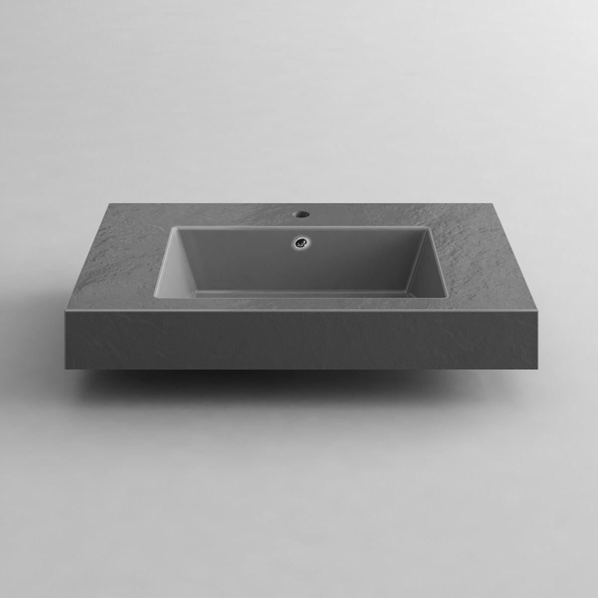 Waschbecken Elsa, Mineralwerkstoff, Aufsatz- oder Wandmontage, Anthrazit Matt, Schieferoptik, mit Hahnloch, 80-100x49,2-53,3 cm
