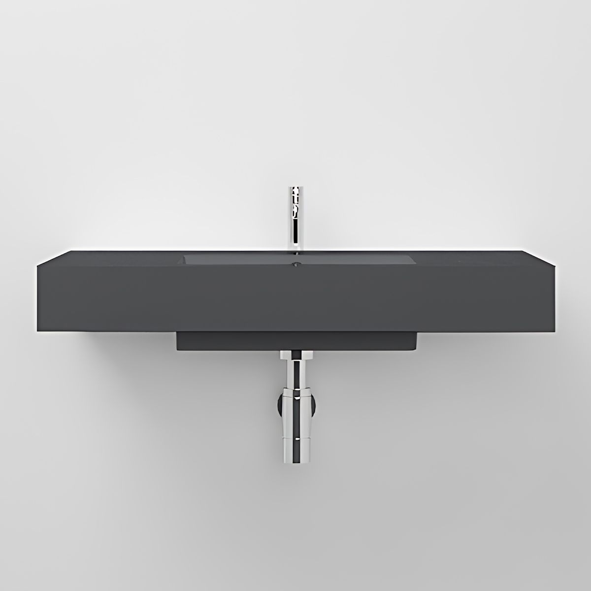 Waschbecken Elsa, Mineralwerkstoff, Aufsatz- oder Wandmontage, Anthrazit Matt, Schieferoptik, mit Hahnloch, 80-100x49,2-53,3 cm