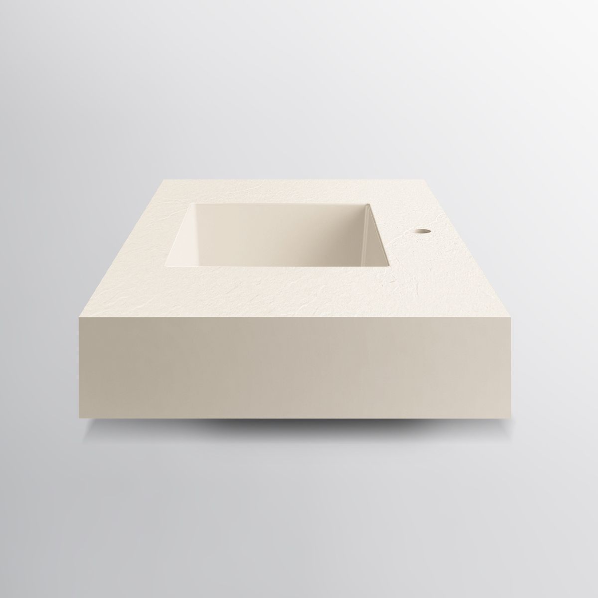 Waschbecken Elsa, Mineralwerkstoff, Aufsatz- oder Wandmontage, Creme Matt, Schieferoptik, mit Hahnloch, 80-100x49,2-53,3 cm