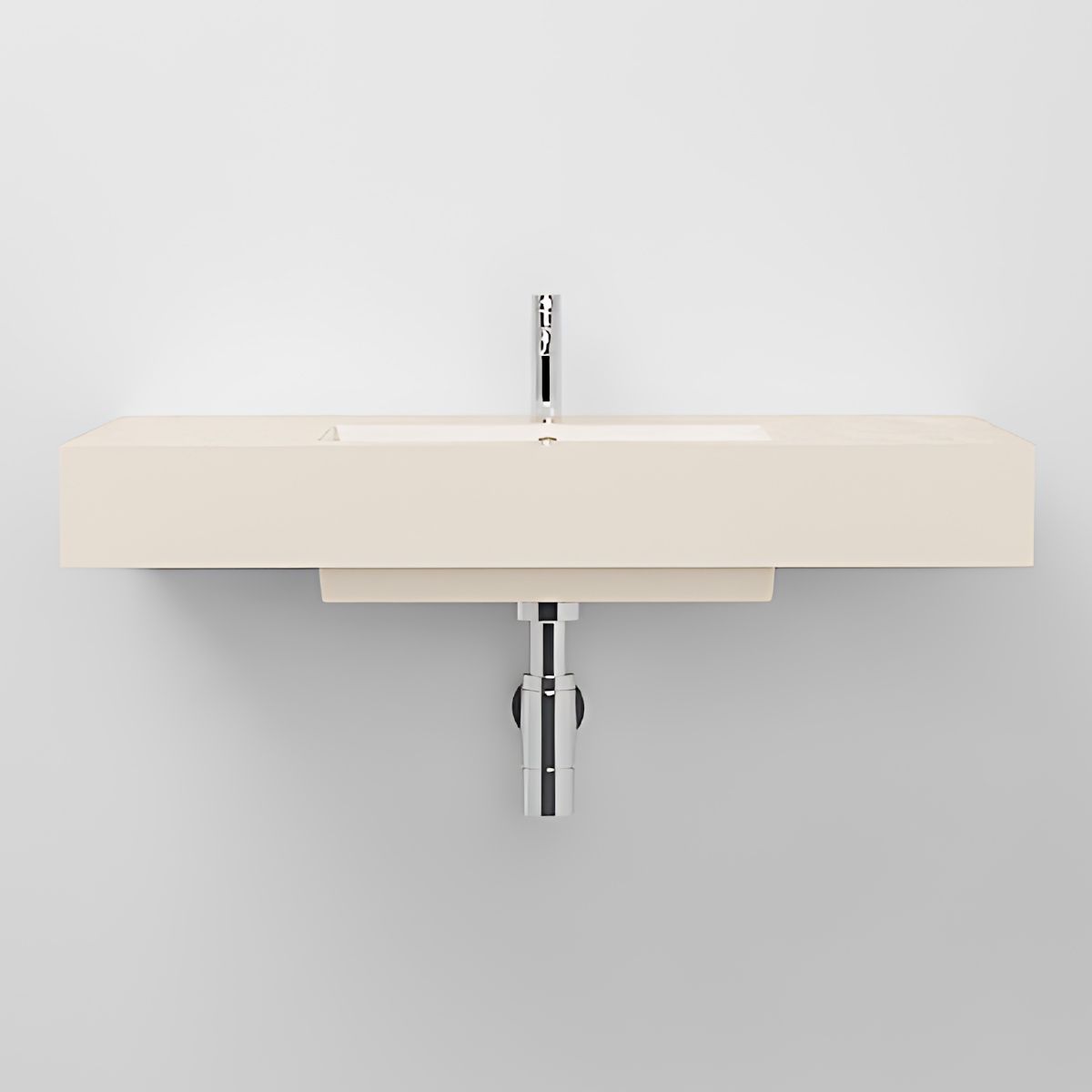 Waschbecken Elsa, Mineralwerkstoff, Aufsatz- oder Wandmontage, Creme Matt, Schieferoptik, mit Hahnloch, 80-100x49,2-53,3 cm