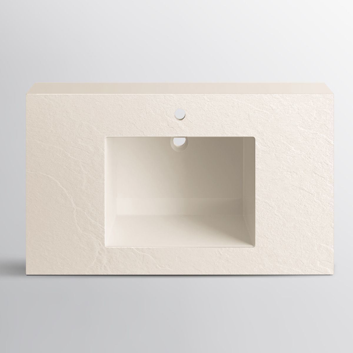 Waschbecken Elsa, Mineralwerkstoff, Aufsatz- oder Wandmontage, Creme Matt, Schieferoptik, mit Hahnloch, 80-100x49,2-53,3 cm