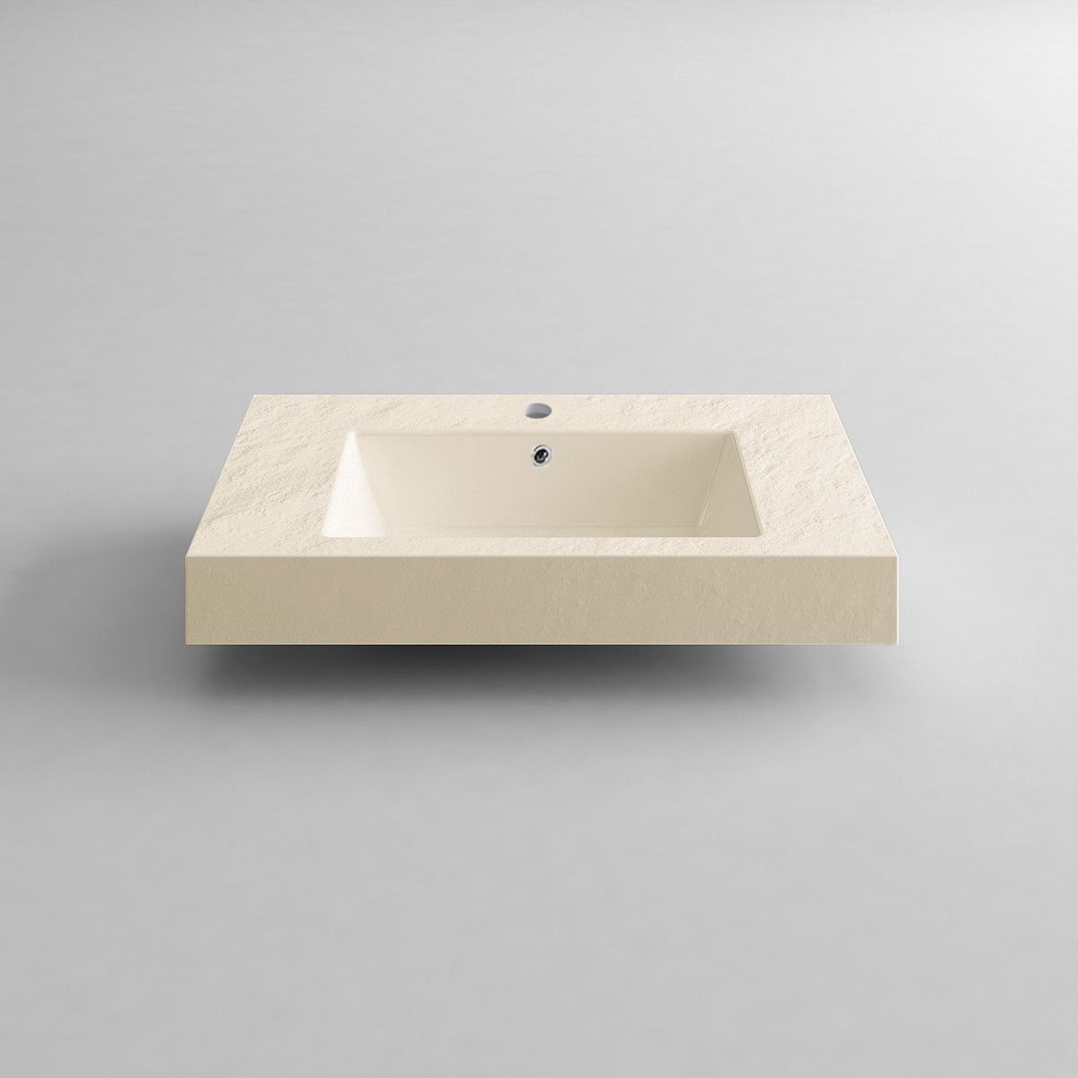 Waschbecken Elsa, Mineralwerkstoff, Aufsatz- oder Wandmontage, Creme Matt, Schieferoptik, mit Hahnloch, 80-100x49,2-53,3 cm