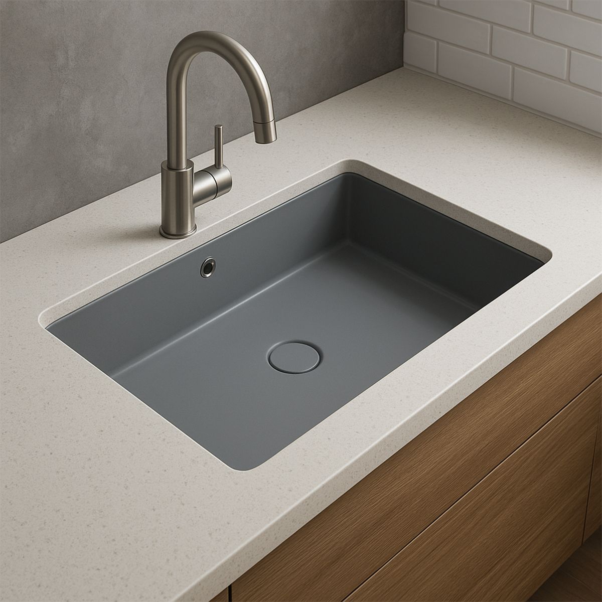 Waschbecken, Mattgrau, Power Colour, Unterbau-Montage, 70-80x40 cm, Sanitärkeramik, Livia