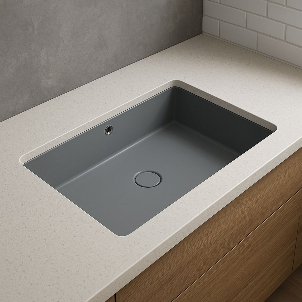 Waschbecken, Mattgrau, Power Colour, Unterbau-Montage, 70-80x40 cm, Sanitärkeramik, Livia
