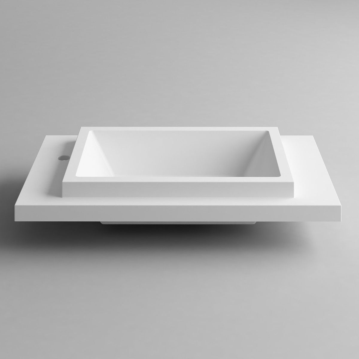 Waschbecken Hera, Mineralwerkstoff, Halb-Einbaumontage, mit Hahnloch auf der linken Seite, 80x46 cm