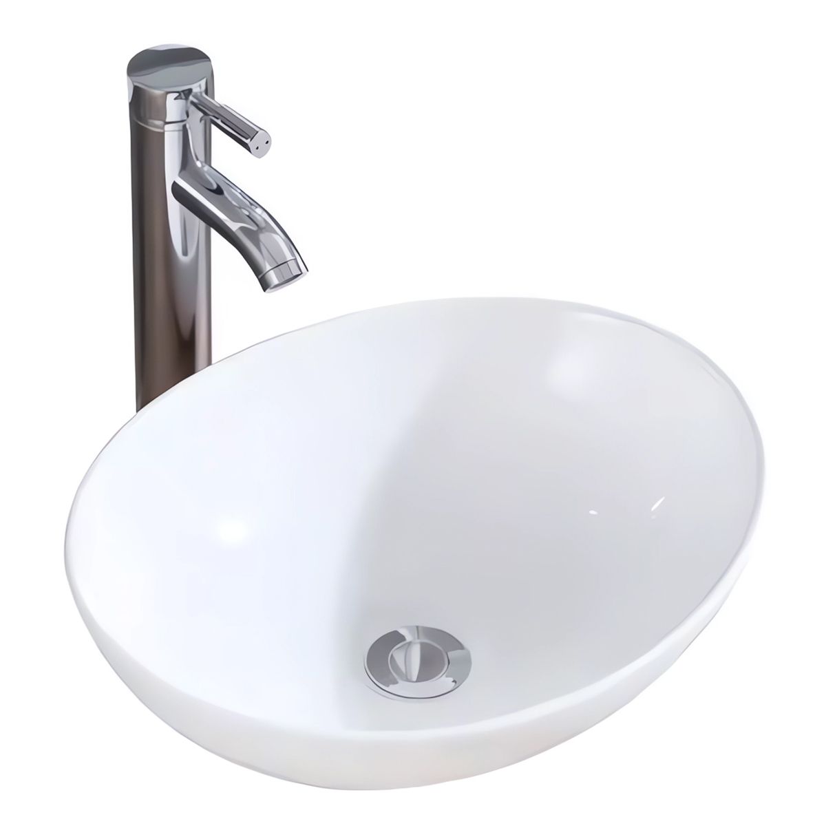 Waschbecken Hera Schwarz Matt, Power Color, 41x34 cm, ohne Hahnloch, Aufsatzmontage