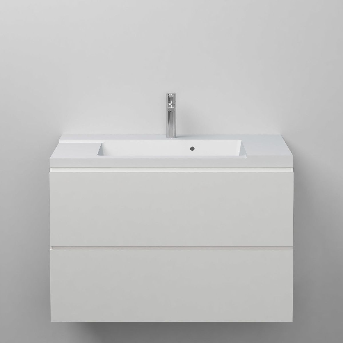 Waschbecken Irene, Mineralwerkstoff, Halb-Einbaumontage, mit Hahnloch, 80x46 cm