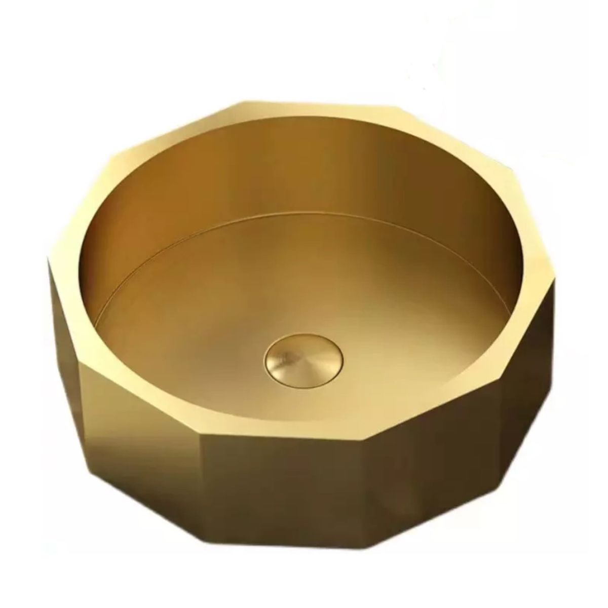 Waschbecken Iron, Edelstahl, Aufsatzmontage, mattes Gold, Durchmesser 42 cm, Royalty Line by Ego